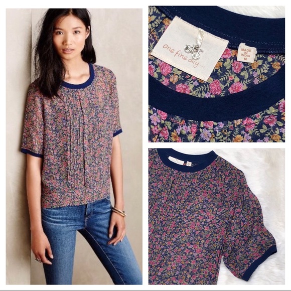 Anthropologie Tops - ANTHROPOLOGIE One Fine Day Ainsy Garden Silk Top